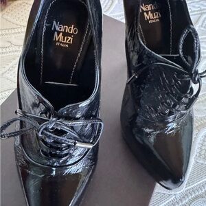 Nando Muzi Patent Leather Black Heels